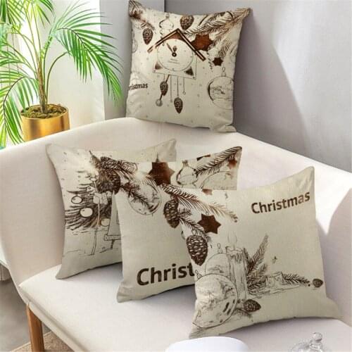 Fuwatacchi Linen Pillow Case Home Decor Merry Christmas Gift Cushion Cover for Home Sofa Car Throw Pillowcases 45x45cm In Bulk