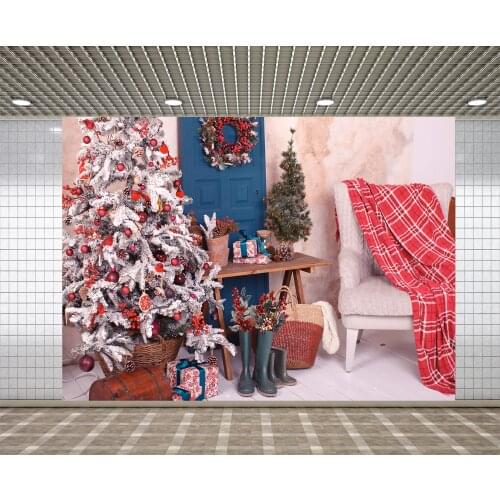 Lyavshi Christmas Tree Gift wreath chair Rain boots Photography Backgrounds Customized Photographic Backdrops For Photo Studio