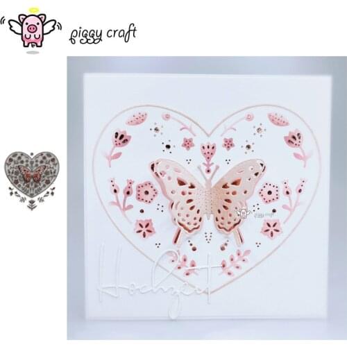 Piggy Craft metal cutting dies cut die mold Flowers butterfly heart frame Scrapbook paper craft knife mould blade punch stencil