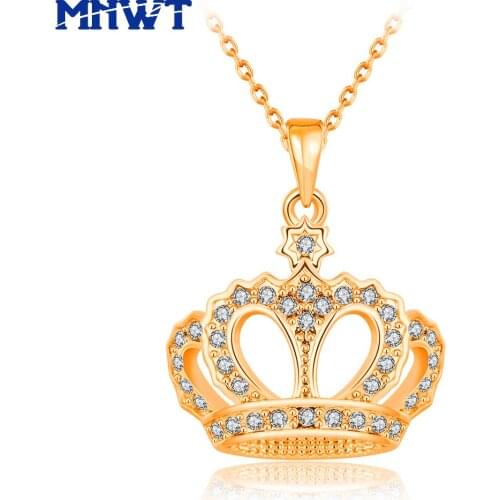 MNWT Charm Fashion Gold Necklaces For Women Girl Crown Pendant High Quality Choker Necklace Lady Jewelry Party Prom Gift