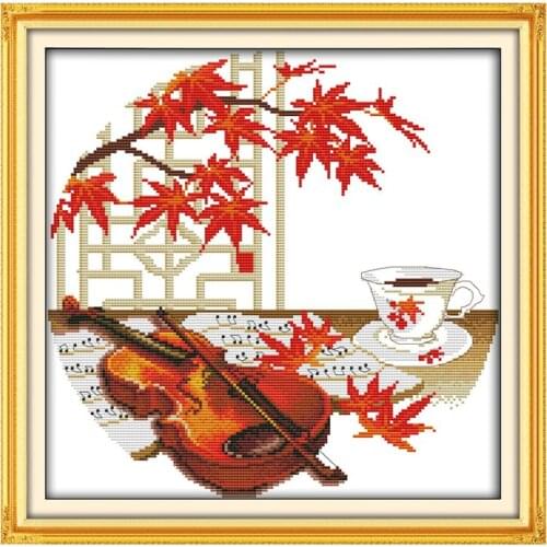 Needlework Embroidery Sets Canvas Cross Stitch Pattern Printing DIY Violin Home Decoration Precision Printing Cross Stitch Kits