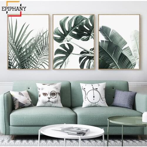Tropical Wall Art Prints Botanical Canvas Painting Modern Monstera Leaf Print Banana Leaf Poster Wall Pictures for Living Room