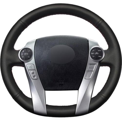 Black Artificial Leather Handsewing No-slip Car Steering Wheel Cover for Toyota Prius 30(XW30) 2009-2015 Prius C(US)2012-2017