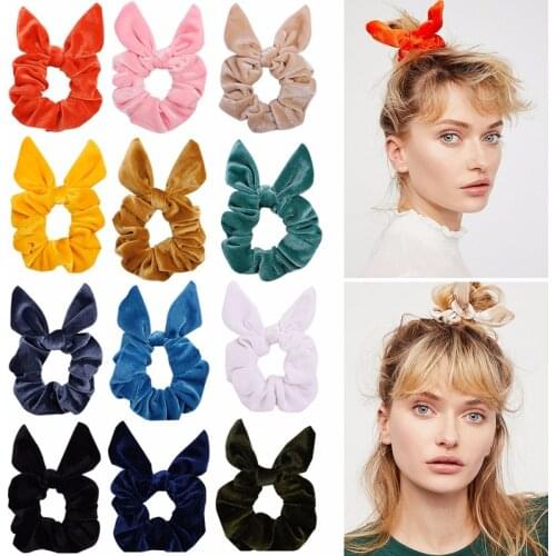 Fashion Elastic Hair Bands Soft Velvet Scrunchie Ponytail Cat Ears Hair Scrunchies Stretchy Hair Band Hair Accessories for Women