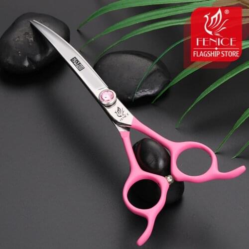 Fenice Stainless Steel 6.5 inch Pink Curved Pet Dog Grooming Scissors Shears Pet Scissors Dogs Product