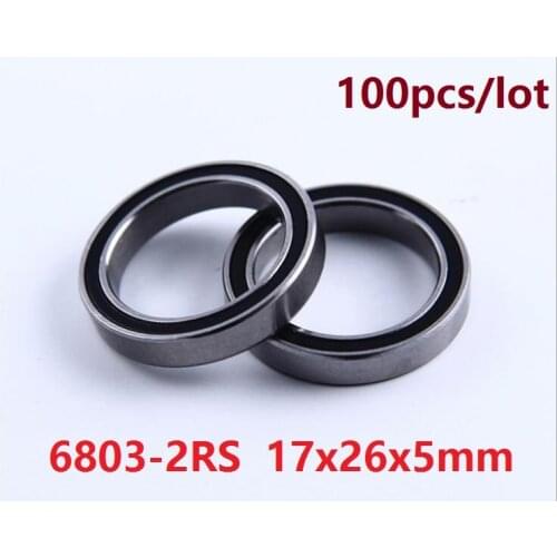 100pcs/lot 6803RS 6803-2RS 6803 2RS RS ball bearing 17*26*5 Deep Groove Ball Bearing 17x26x5 mm