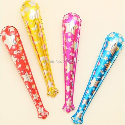 500pcs Baseball Bat Aluminum Foil Balloons Toys Party Cheering Stick Blow Bar Noise Maker Long Bell Ball Game Supplies