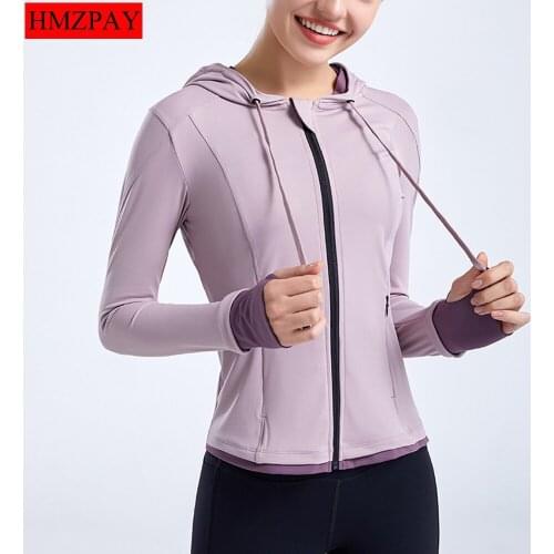 Hooded Curvy Sports Jacket Womens Outer Wear Fitness Clothes Running Quick-Drying Training Coat Thin Yoga Clothes Long-Sleeved