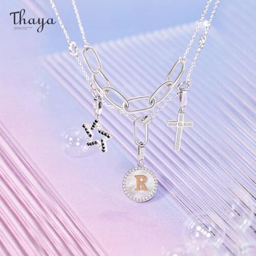 Thaya 925 Real Silver Fashion Star Silver Multilevel Chain Fine Jewelry Charm Necklace For Women 2020 DIY Boho Jewelry Gift