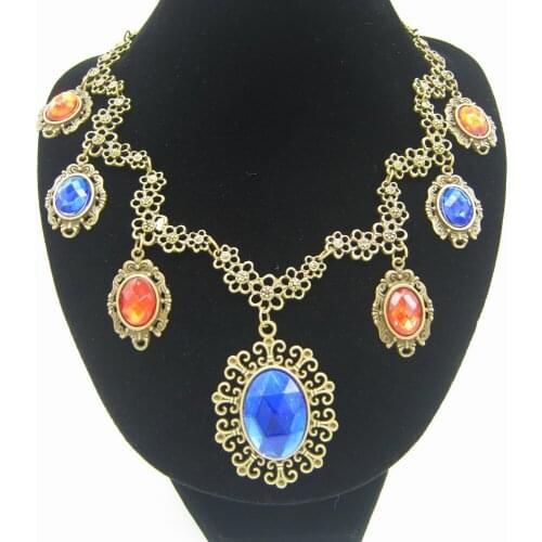 Waved Flowers and Faceted Crystals Vintage Victorial Collar Necklace Women`s Jewellery