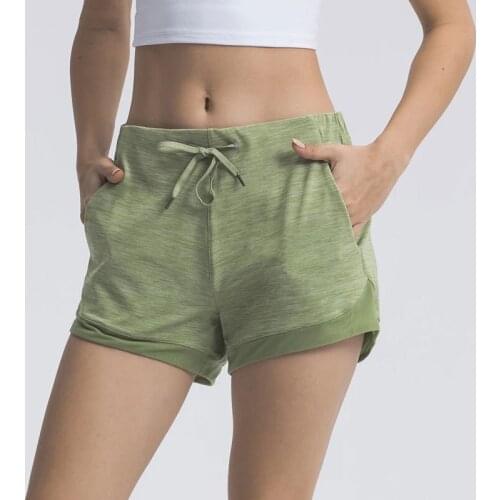 Heyyoga Women Waist Drawstring Running Yoga Fitness Workout Pocket Shorts Naked-feel Buttery-soft Training Gym Sport Shorts