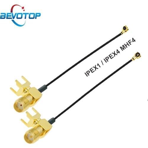 1PCS u.FL IPX IPEX1 / IPEX4 MHF4 Female to RP-SMA / SMA Female 4-Pin Right Angle PCB Pigtail WIFI Antenna Extension Cable Jumper