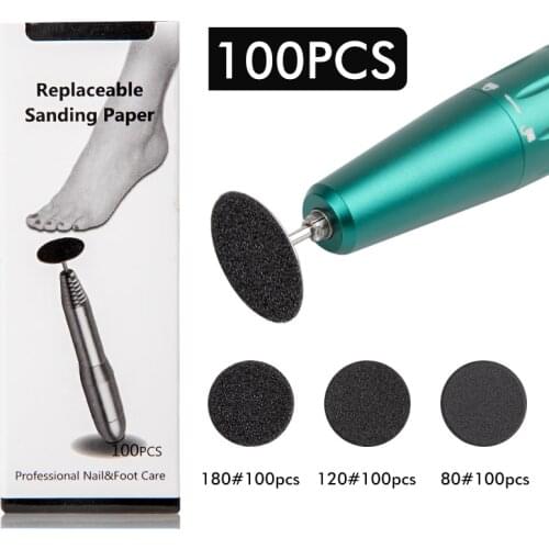 100pcs Replaceable Sandpaper Disc Cuticle Callus Remove Tool For Electric Foot File Callus Hard Remove Pedicure Sand Paper