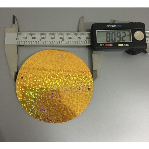 15pcs Golden Laser Large Round Sequins 80mm PVC Flat Sequins Artesanatos Accessories With 2 Holes for wedding Craft