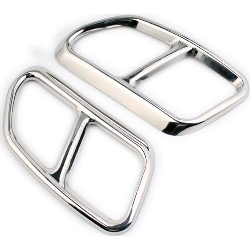 2x Silver Stainless Exhaust Pipe Cover Tips For Volvo XC60 2014 2015 2016 2017 Car Rear Dual Exhaust End Pipe Stickers Cover