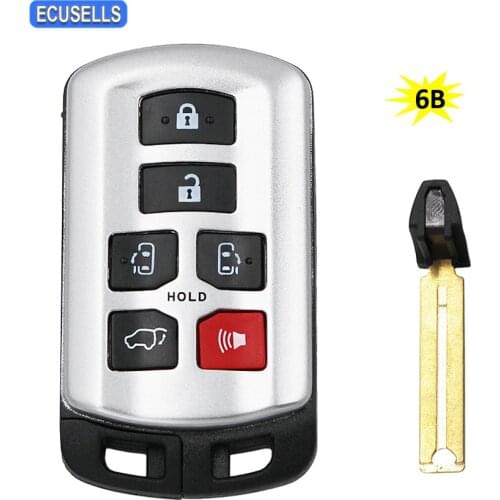 5+1/6 Button Car Alarm Key Housing Smart Remote Key Shell Case For Toyota Sienna 2011-2020 HYQ14ADR With Insert Emergency Blade