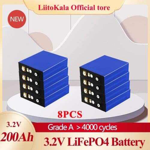 8pcs LiitoKala Lifepo4 3.2v 200ah rechargeable battery 24v200ah Suitable for Solar Energy long life 3500 Cycles EU US TAX FREE