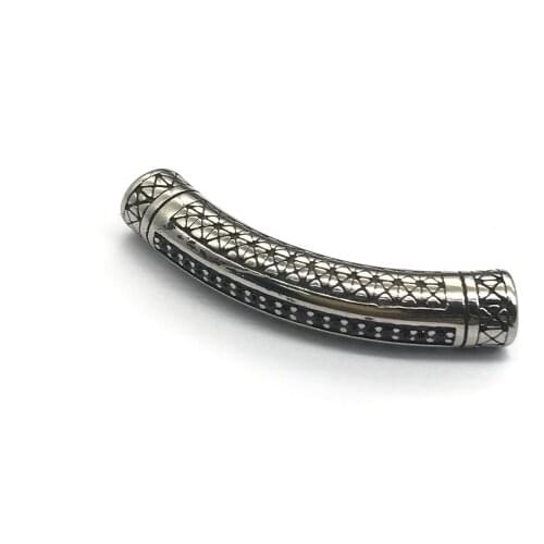 4mm Hole DIY Stainless Steel Tube Charms Beads Crystal Bent Beads Fit DIY Bead Leather Bracelet Jewelry Making Accessories