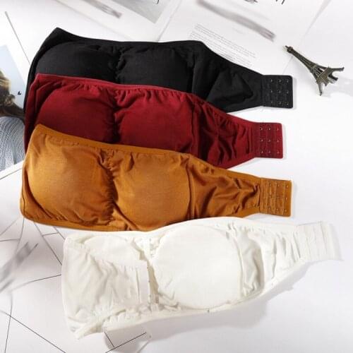 3 Hook 3 Rows Back Closure Bra Strapless Removable Paded Solid Cozy Modal Bra women 2 Style 4 Color One piece seamless bra