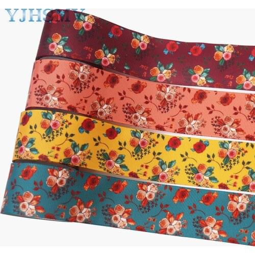 Floral Floral Pattern Handmade DIY Thermal Transfer Ribbon Ribbon Threaded Ribbon Ribbed Ribbon Satin Ribbon Mobile Phone Strap