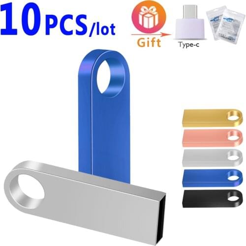 10PCS/lot Metal USB Flash Drive Pen Drive 4GB 8GB 16GB Pendrive 32GB 64GB Memory Stick 128GB USB Stick Gift Free Customized LOGO