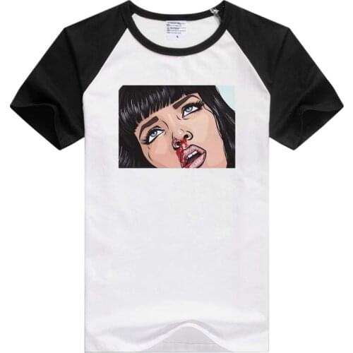 Movie Mia Wallace Pulp Fiction short sleeve casual Men Women T-shirt Comfortable Tshirt Cool Print Tops GA575