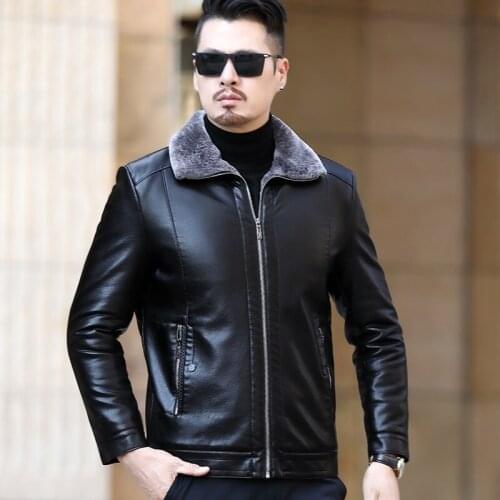 High Quality Mens Coats Winter Style Business Man Leather Jacket Russian Windbreaker Streetwear