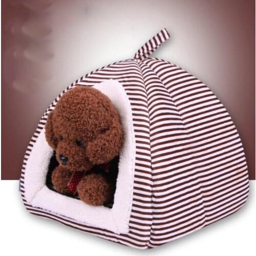 Fashion Striped Removable Cover Mat Dog House Cozy Dog Beds For Small Medium Dogs Pet Products House Pet Beds for Cat