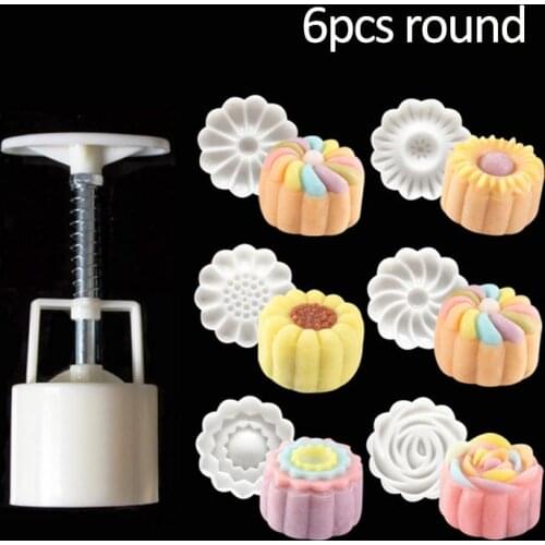Food Grade Hand Pressure Moon Cake Decoration Tools Cookie Cutter Baking Accessories 1 Set Plastic Kitchen Gadgets Mooncake Mold