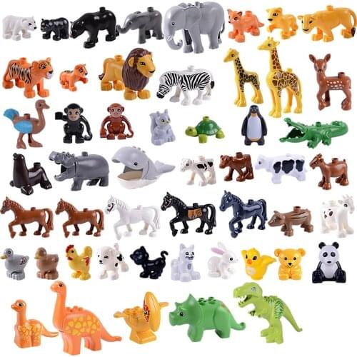 Single Sale Big Size Set Animal Action Figures Lion Elephant Panda Dinosaur Building Blocks Toys For Children Gift Brick