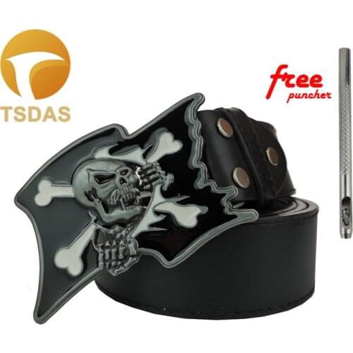 New Skull Belt Buckle with Leather Belt Western Belt Buckles for Mens Accessories Suitable for 4cm Width Belt Drop Shipping