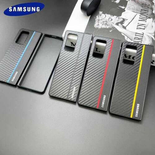 Carbon Fiber Foldable Case For Samsung Galaxy Z Fold2 Luxury Genuine Leather Ultrathin PC All-Inclusive Hard Back Cover Fold 2