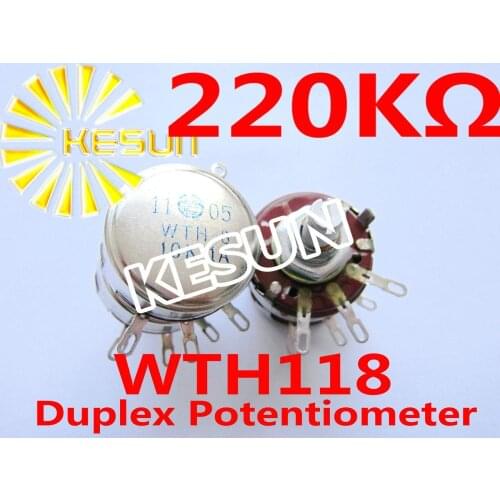 WTH118 WTH-3 220K OHM 2W Carbon Duplex Potentiometer Pot x 10PCS