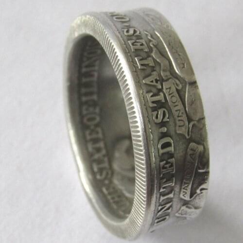 US 1918 HALF DOLLAR Commemorative Silver Plated Coin Ring Handmade In Sizes 7-12