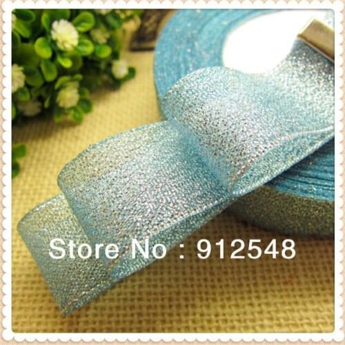 1'' (25mm) in Width 25yards Christmas Metallic Glitter Organza Ribbons for Gift Wrapping, Christmas Tree Room Decoration 9878