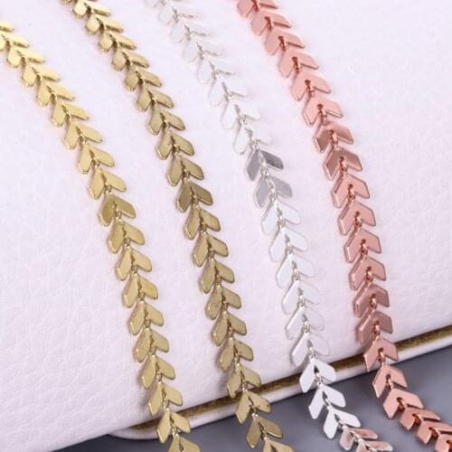 1 m Copper V-shaped Herringbone Chain Aircraft Chain Fishbone Chain for Necklace Bracelet Anklet DIY Jewelry Making Supplies
