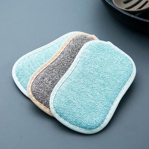 1PC Cleaning Cloths Non-stick Dishcloths Decontamination Cleaning Brush Household Kitchen Washing Artifact Sponge Kitchen Towels