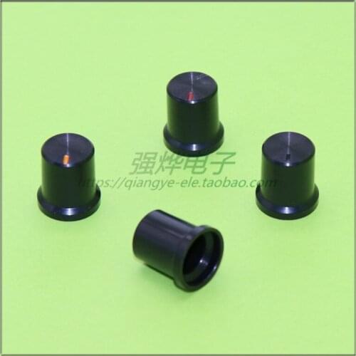 10 pieces 14.5*15.5MM black plastic potentiometer knob hat CD audio knob with marking flower shaft inner hole 6MM