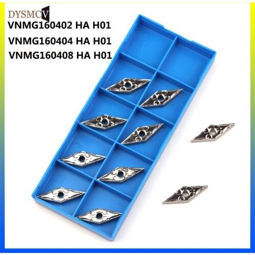 10pcs VNMG160402 VNMG160404 VNMG160408 HA H01 Carbide Inserts Round Blade CNC Lathe Cutter Aluminum Copper Machine cutting Tool