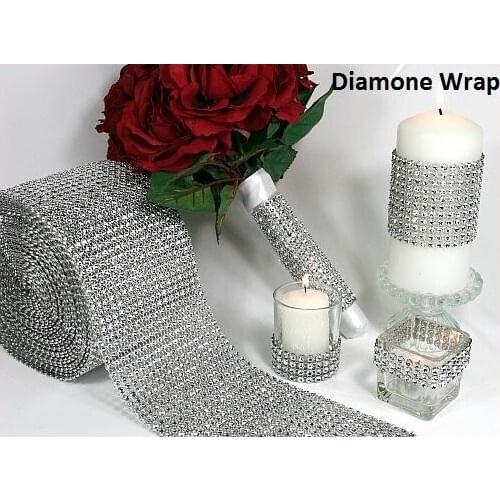 10 Yard Bendable Diamond Mesh Wrap Roll Silver Sparkle Rhinestone Crystal Ribbon