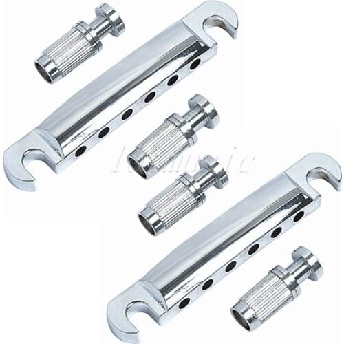 2 Set Chrome Tune-O-Matic Bridge Tailpiece For Electric Guitar Replacement Parts