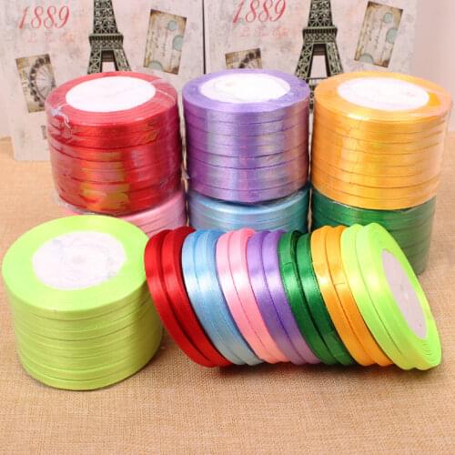 25 yards 22m Long Silk Satin 6mm Single Face Ribbon Party Home Wedding Decoration Gift Wrapping Christmas New Year DIY Material