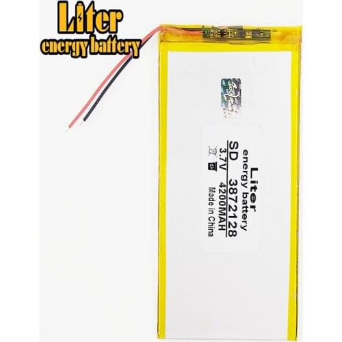 3.7V,4200mAH,3872128 PLIB polymer lithium ion / Li-ion battery for 8 inch 9inch,mp4,mp5,dvd