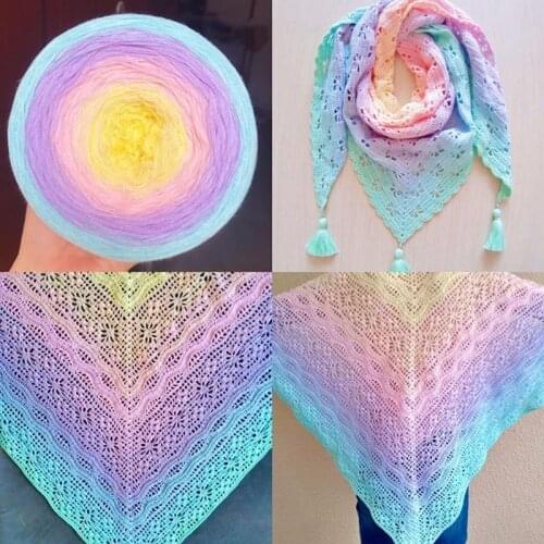 300g 100% Organic Cotton Blended Yarn Spring/Summer Cake Yarn Gradient Color Crocheted Shawl Blanket DIY Hand Knitted Yarn