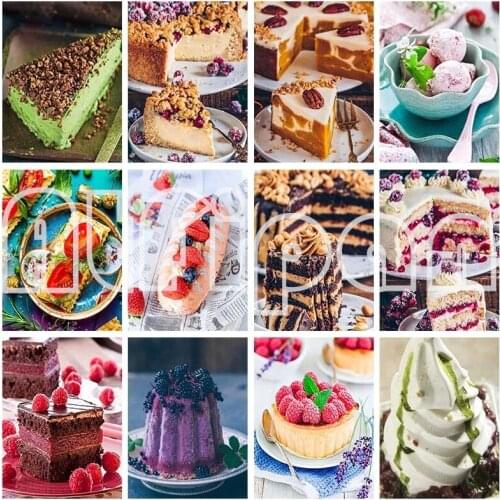 5D Diy Needlework Diamond Embroidery Cake Diamond Painting Dessert Food Ice Cream Cross Stitch Mosaic Art Home Decoration