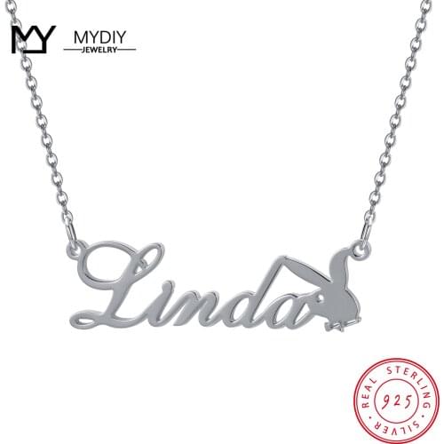 925 Sterling Silver Custom Name 2021 Popular Rabbit Necklace Retro Simple Geometric Pendant Gift Minimalist Fine Jewelry