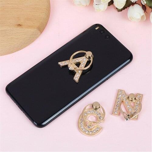 A-J Cell Phone Bracket Letter Alphabet 360 Rotating Grip Finger Ring Stand Holder air bag Diamond Ultra Thin Multi-function