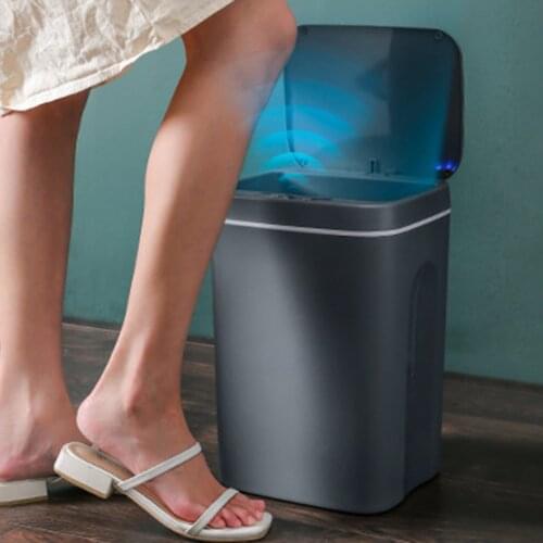 Automatic Touchless Inductive Sensor Trash Bin Waterproof Intelligent Electric Garbage Can USB Charging Waste Basket with Lid