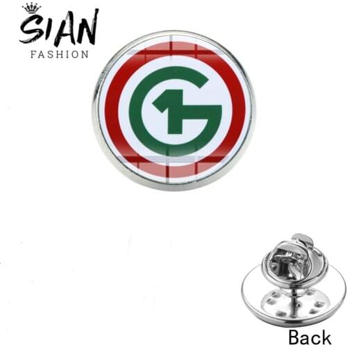 SIAN Brand O1G Hungary Brooch Badge Red Black Logo Photo Handmade Glass Dome Collar Pin Stainless Steel Brooches Fashion Jewelry