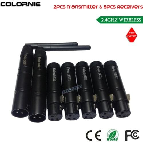 DHL Free Shipping hot salle 7pcs/lot wireless DMX512 transmitter reciever for LED Stage Light